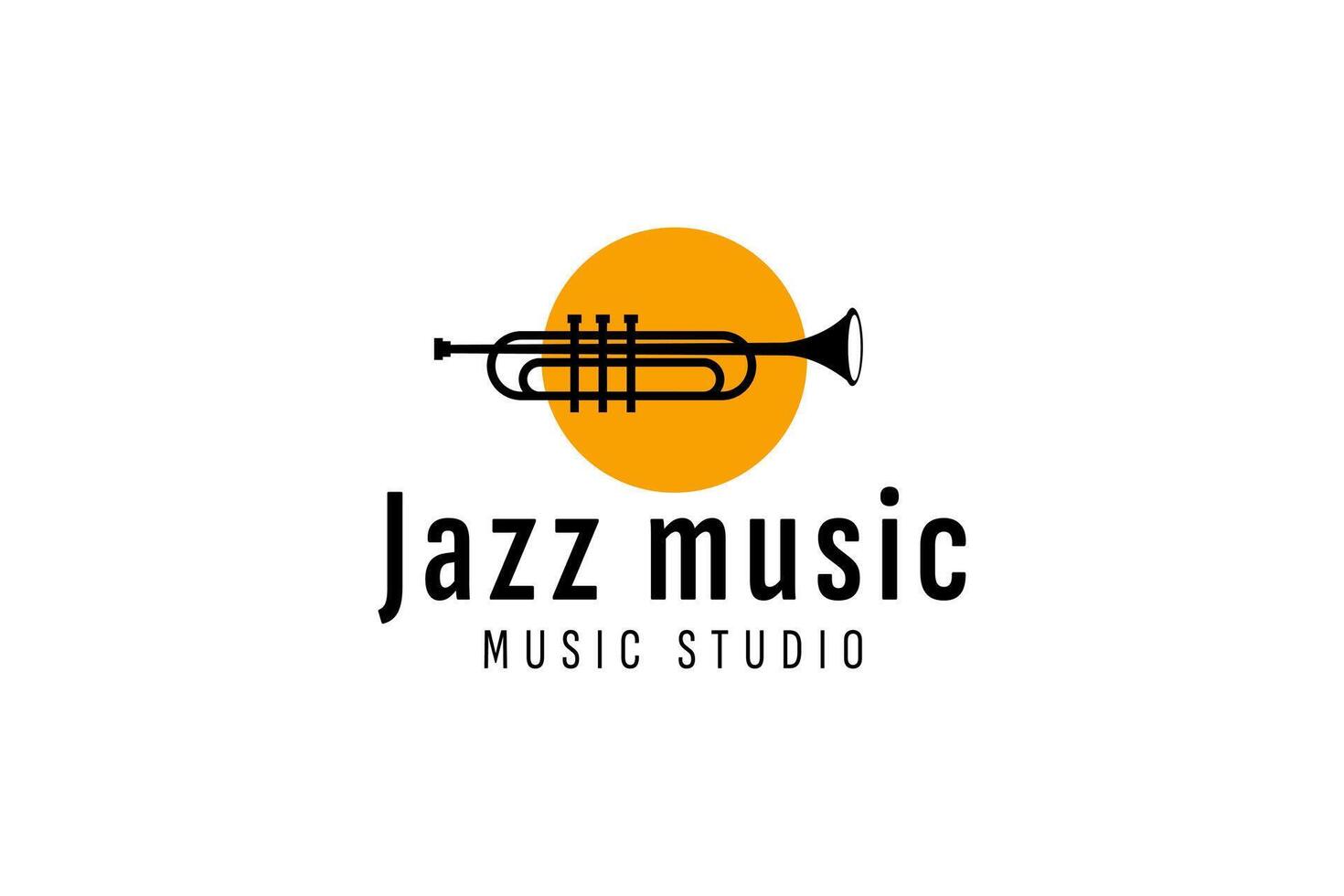Trumpet logo design, generate melody, musical jazz instrument sketch illustration vector