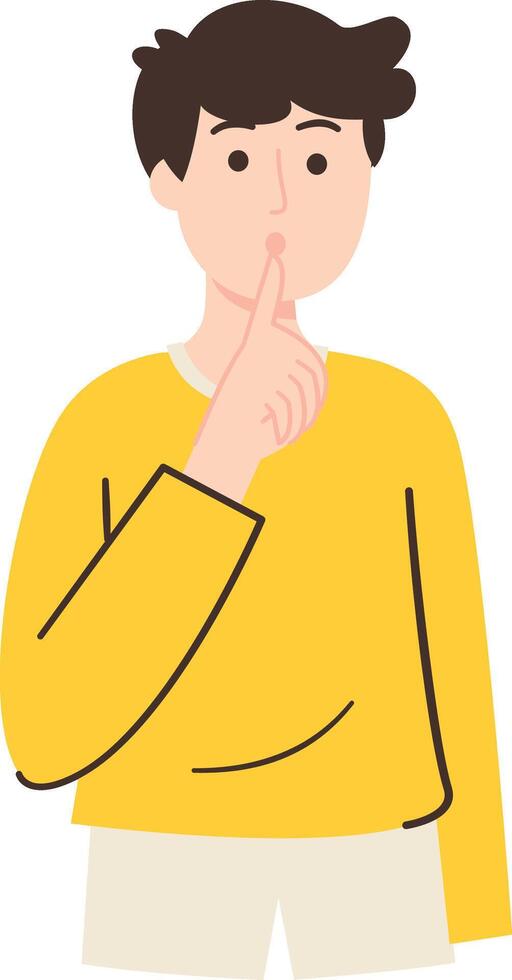 Man Making Quite Gesture and Finger on lips vector