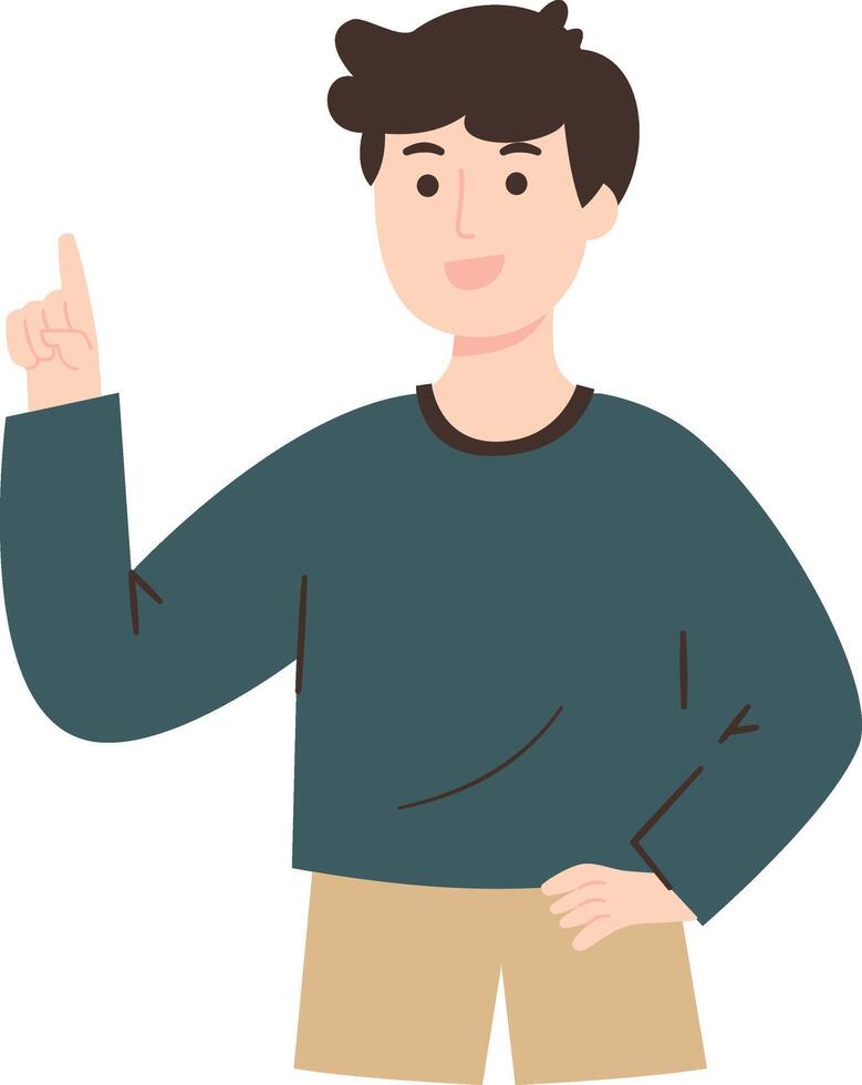 Man Explaining Something with Hand Pointing Upward vector