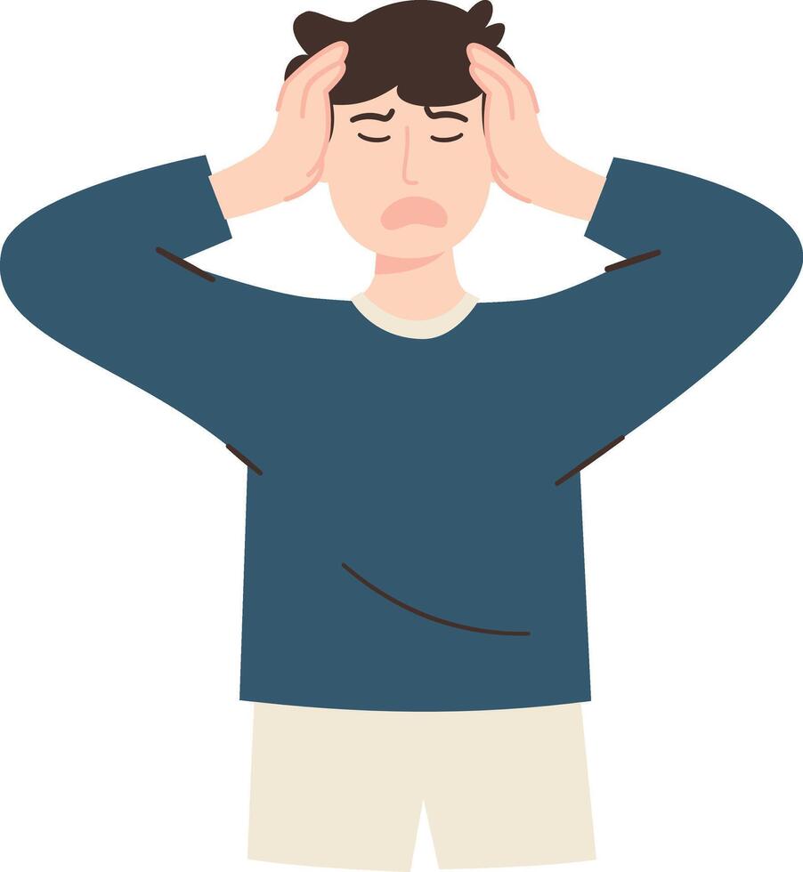 Man Covering Ears in Frustration vector