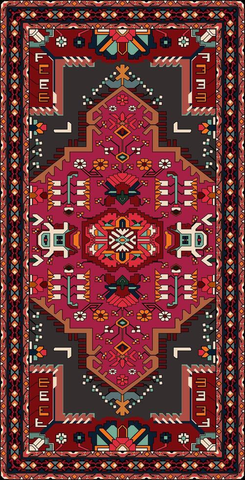 Old carpet decorated with flowers, Persian carpet room decoration carpet vector