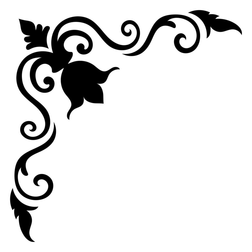 Black vintage corner, abstract lines of rolled wood on black background. vector