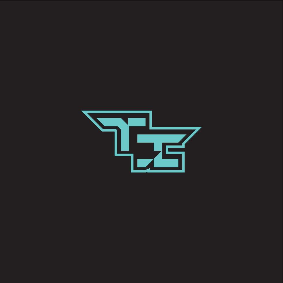 dynamic gaming monogram logo sporty and bold concept TI blue esport letter vector