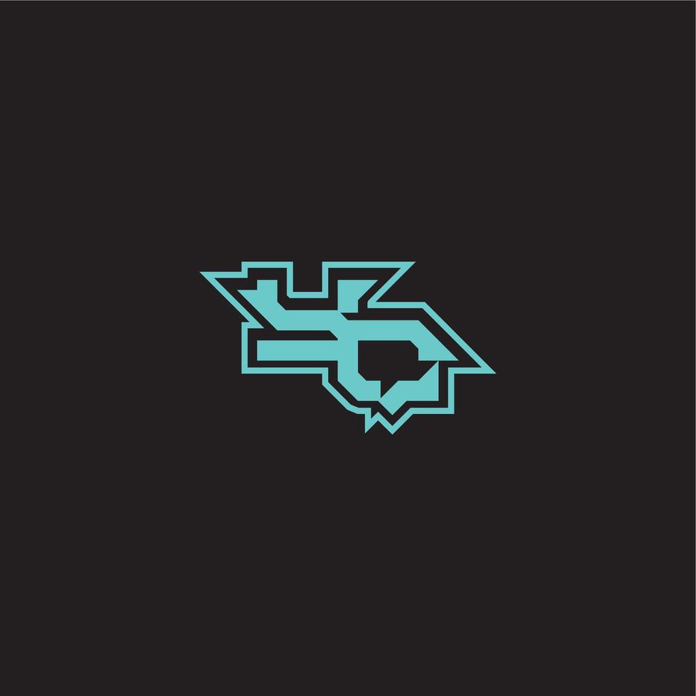 YQ letter sporty and bold concept blue esport dynamic gaming monogram logo vector