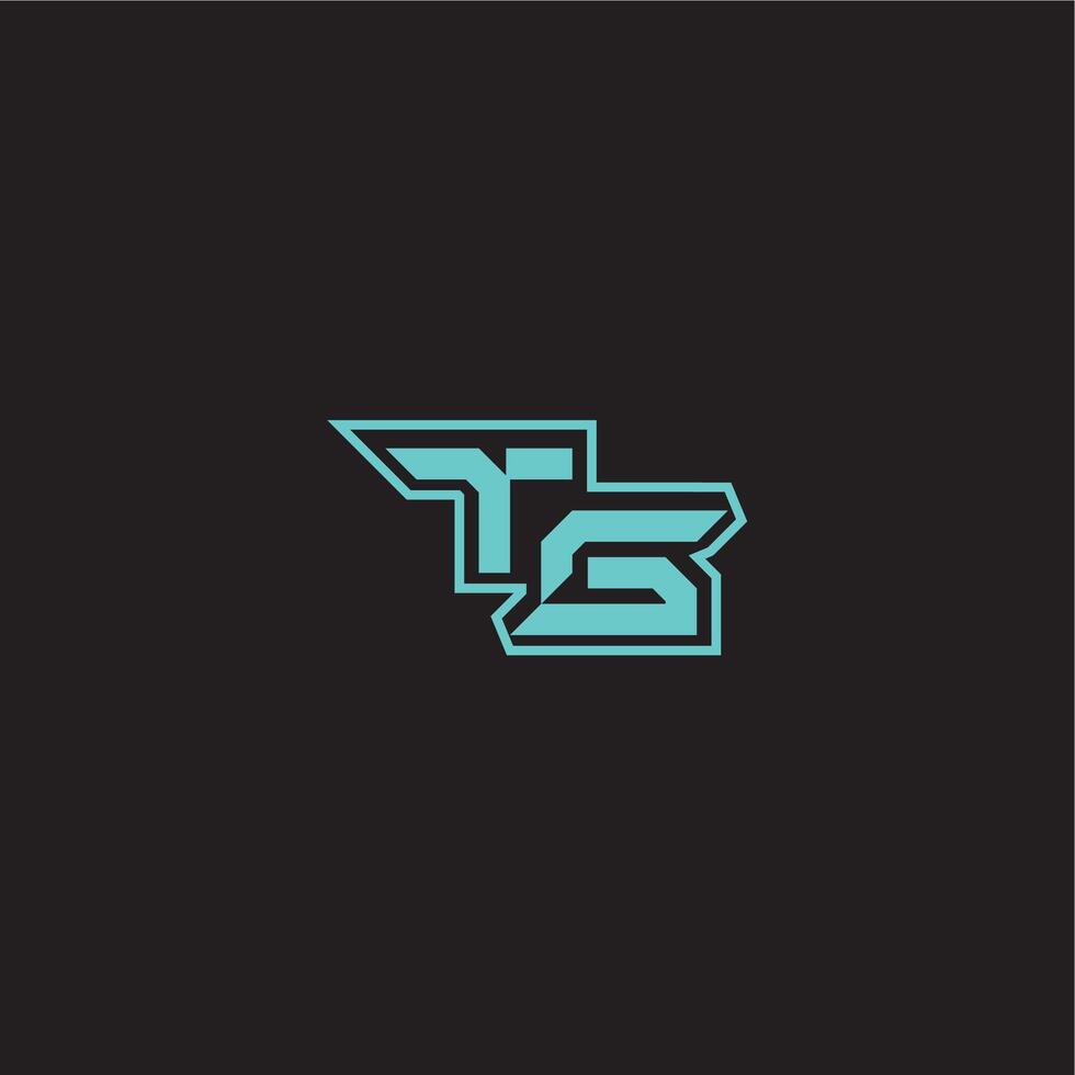 dynamic gaming monogram logo sporty and bold concept TG blue esport letter vector