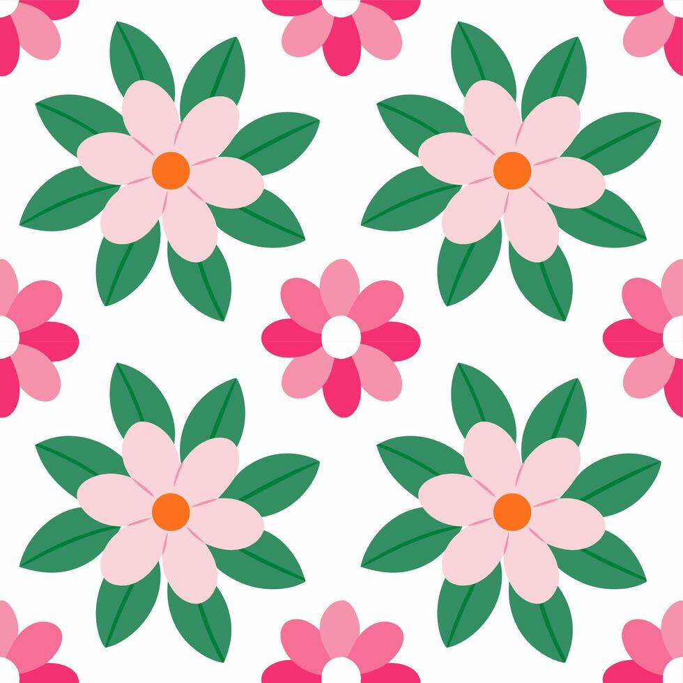 Seamless flower pattern on white background. vector
