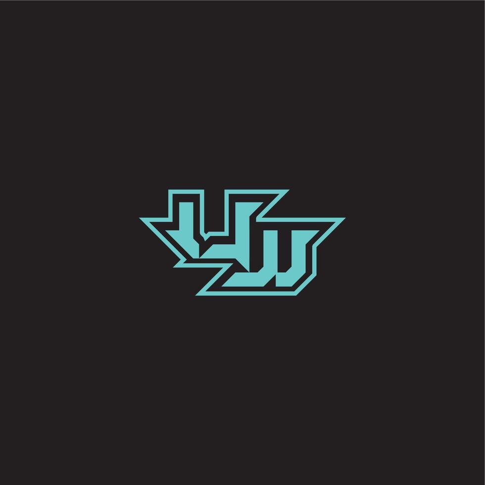 sporty and bold concept UW dynamic gaming monogram logo letter blue esport vector