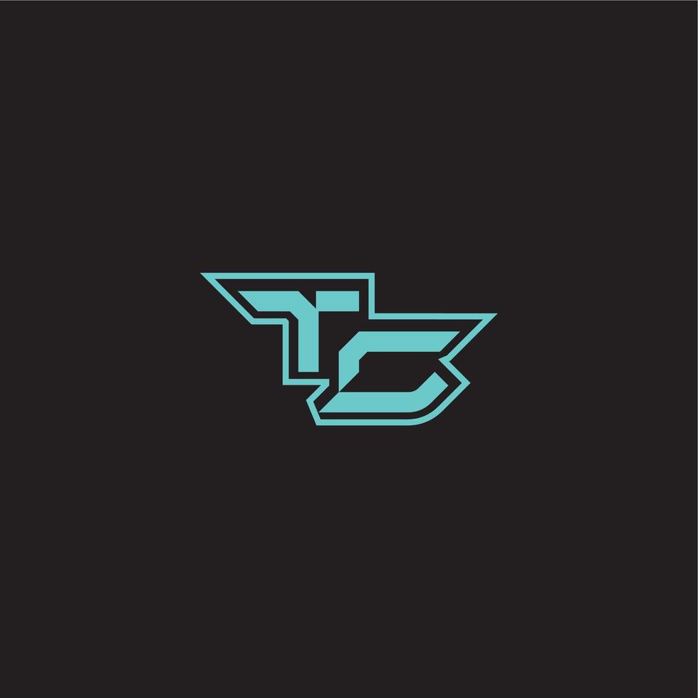dynamic gaming monogram logo sporty and bold concept TC blue esport letter vector