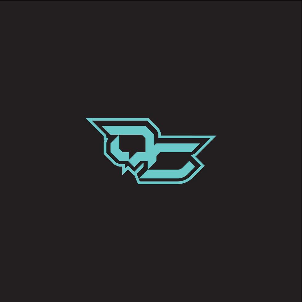 dynamic gaming monogram logo sporty and bold concept QC blue esport letter vector