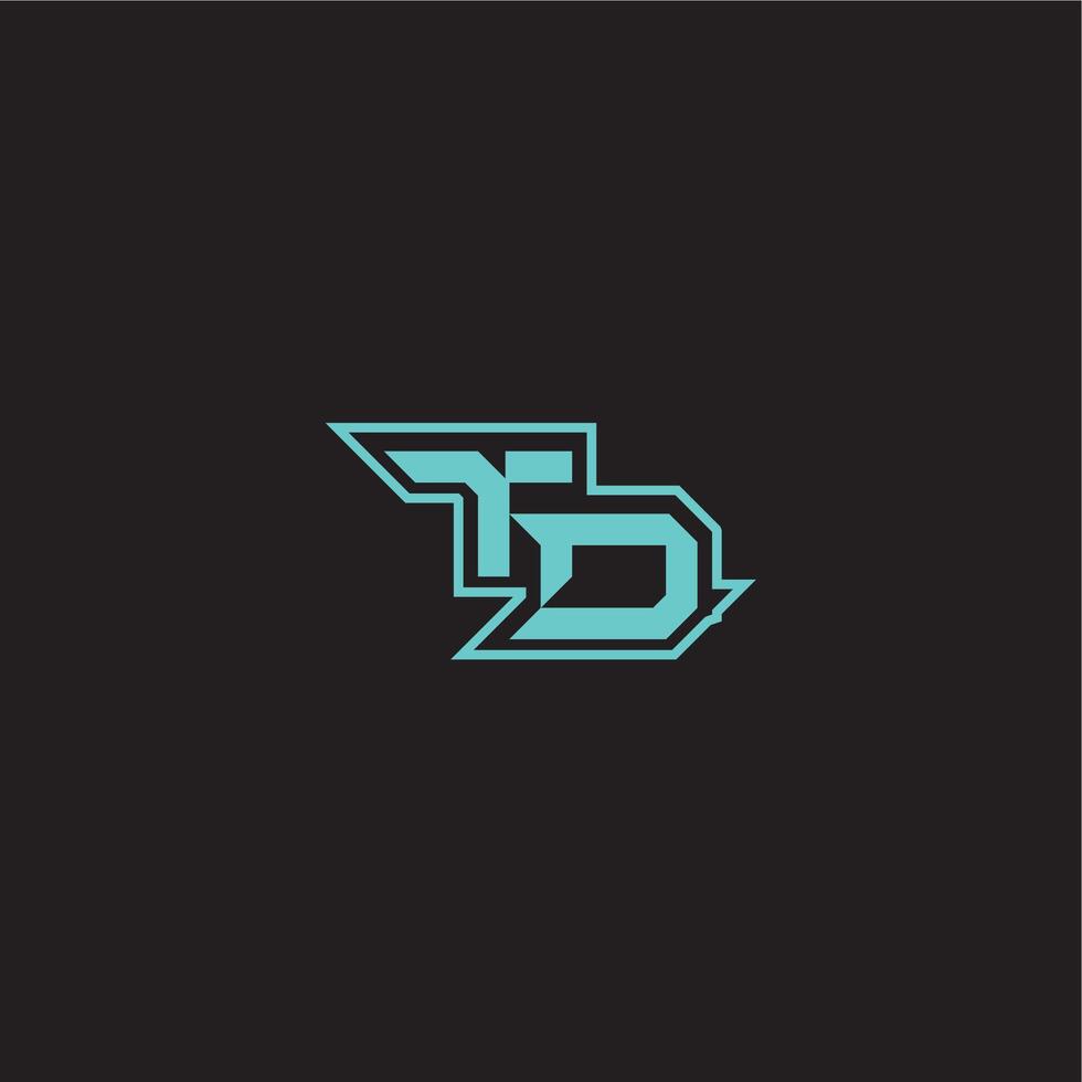 dynamic gaming monogram logo sporty and bold concept TD blue esport letter vector