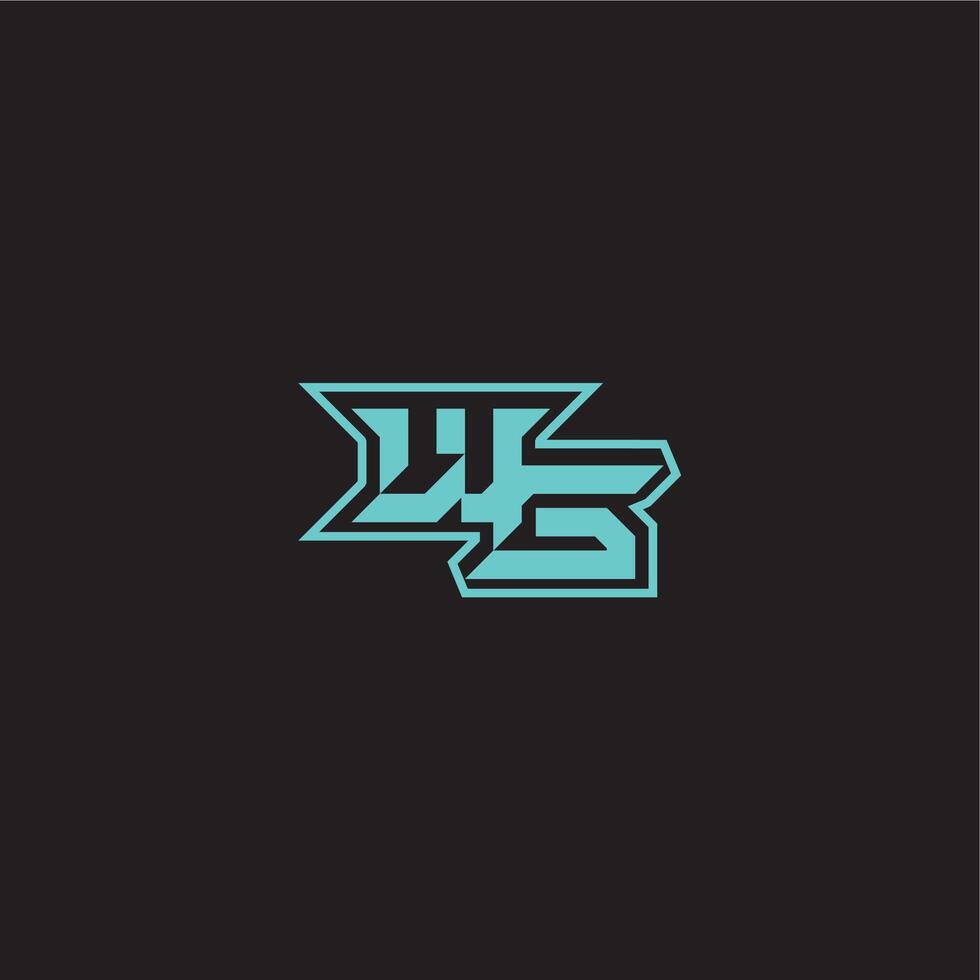 sporty and bold concept WG dynamic gaming monogram logo letter blue esport vector