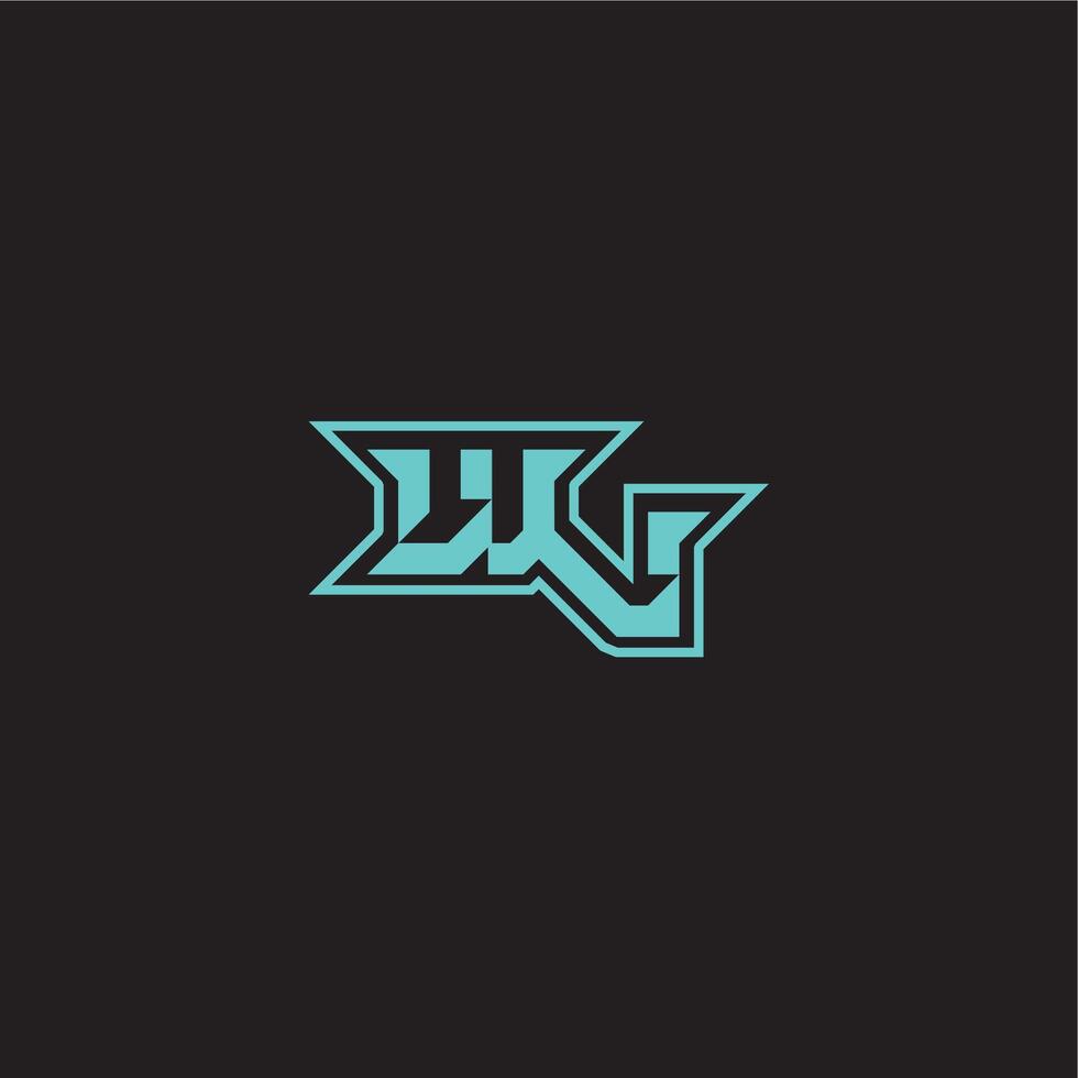 sporty and bold concept WV dynamic gaming monogram logo letter blue esport vector