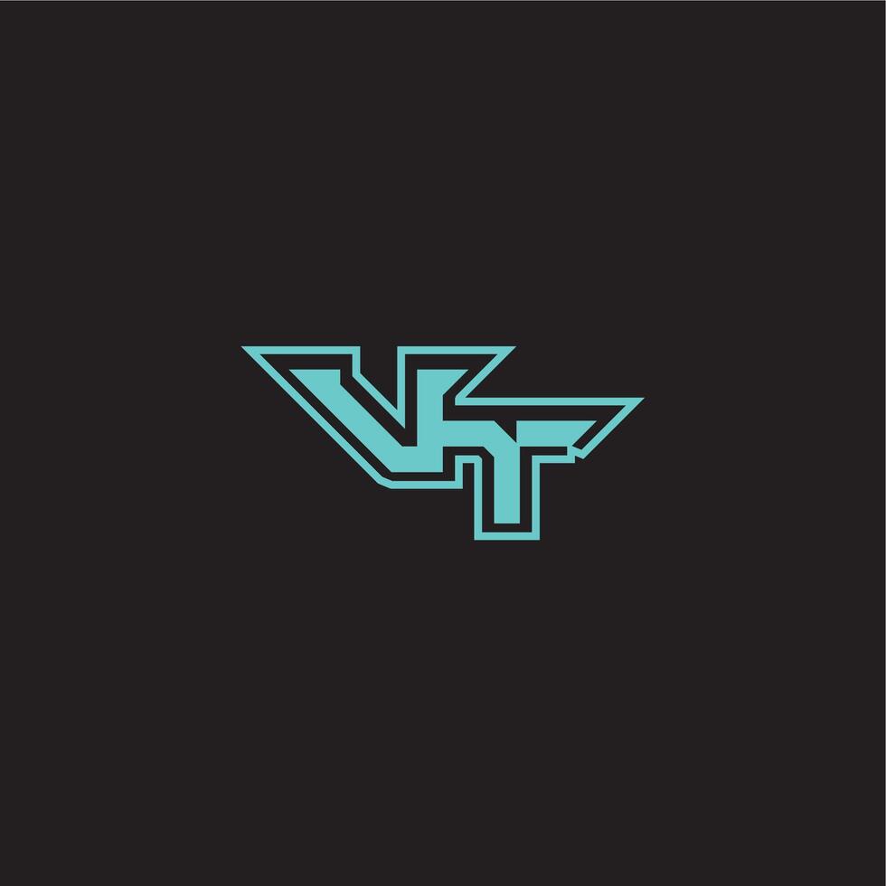 sporty and bold concept VT dynamic gaming monogram logo letter blue esport vector