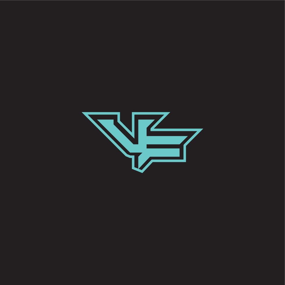 sporty and bold concept VF dynamic gaming monogram logo letter blue esport vector