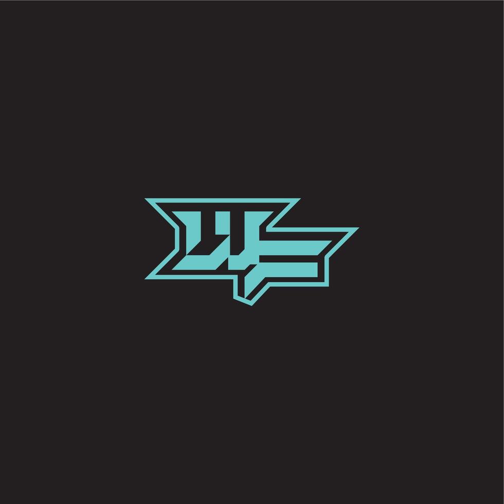 sporty and bold concept WF dynamic gaming monogram logo letter blue esport vector