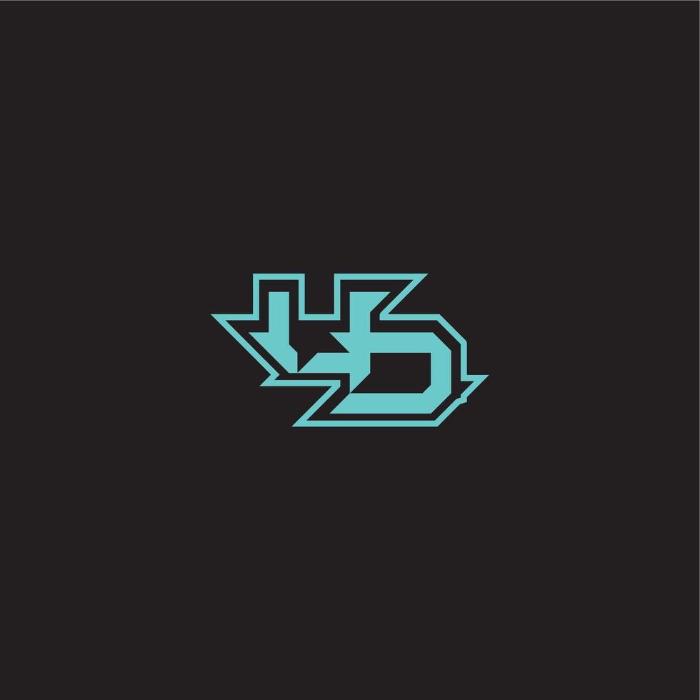 sporty and bold concept UD dynamic gaming monogram logo letter blue esport vector