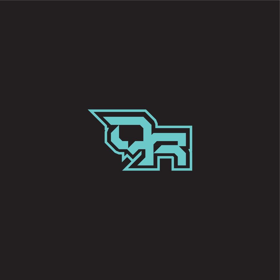 dynamic gaming monogram logo sporty and bold concept QR blue esport letter vector
