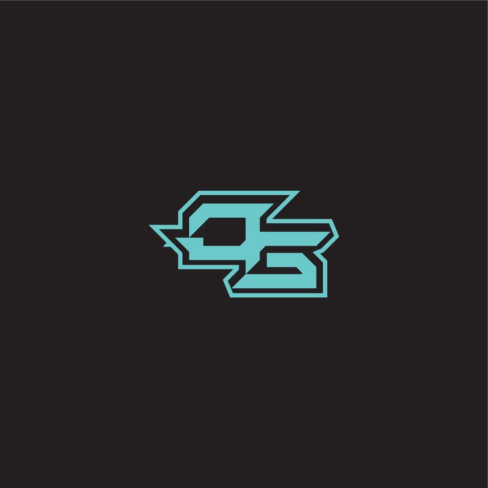 dynamic gaming monogram logo sporty and bold concept OG blue esport letter vector