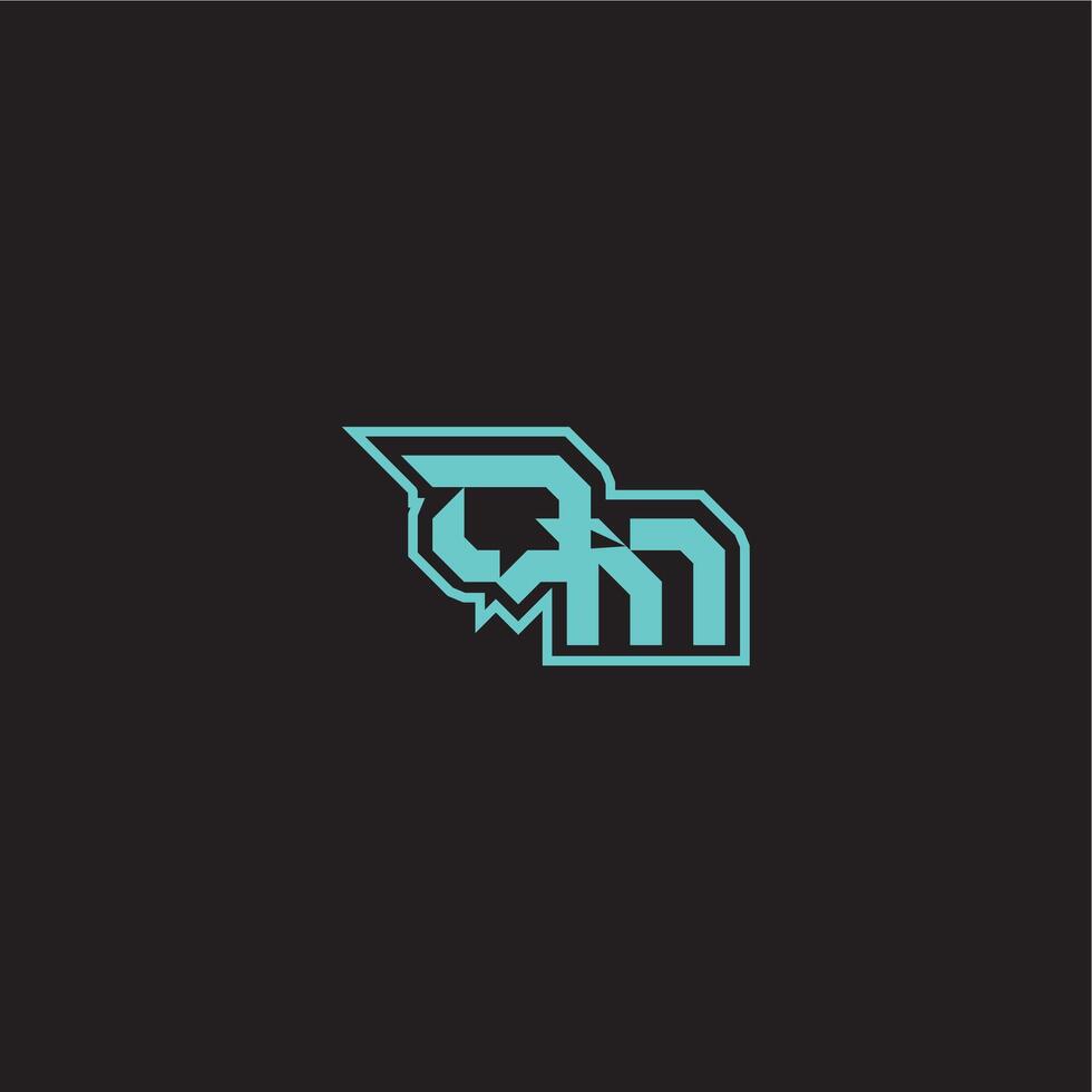 dinámica juego de azar monograma logo deportivo y negrita concepto qm azul deporte letra vector