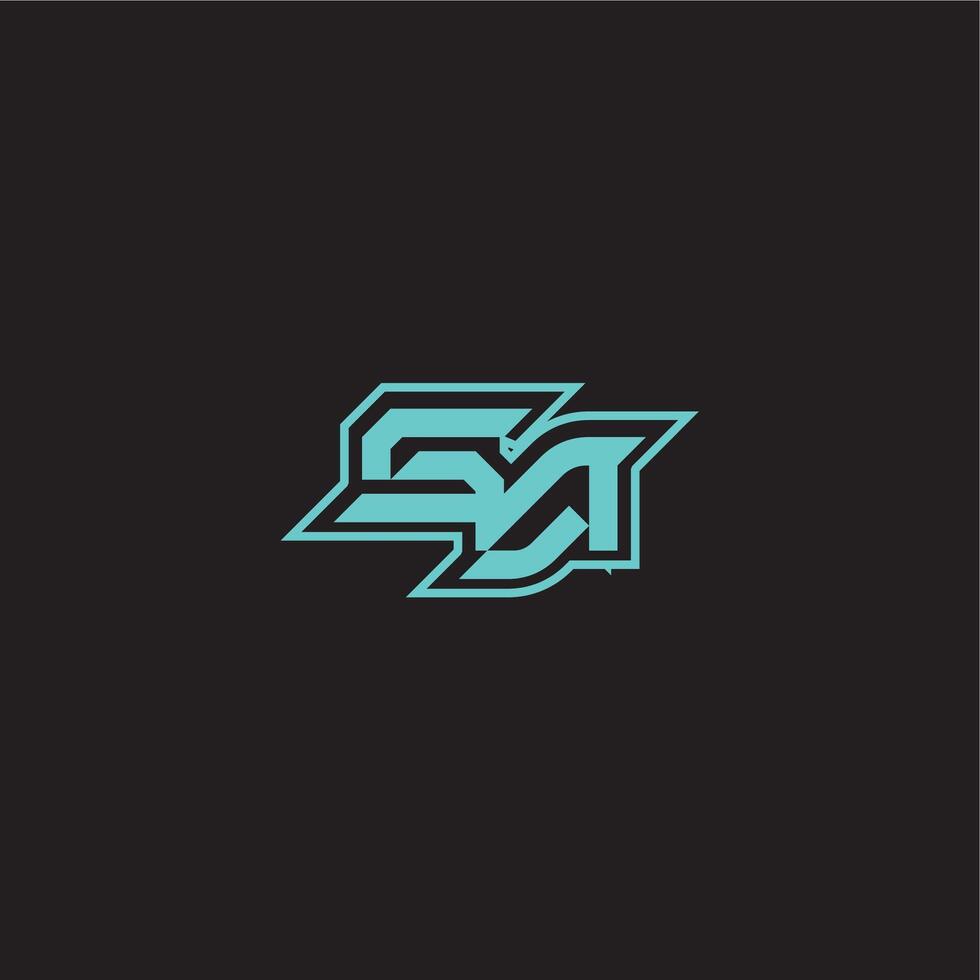 dynamic gaming monogram logo sporty and bold concept SA blue esport letter vector