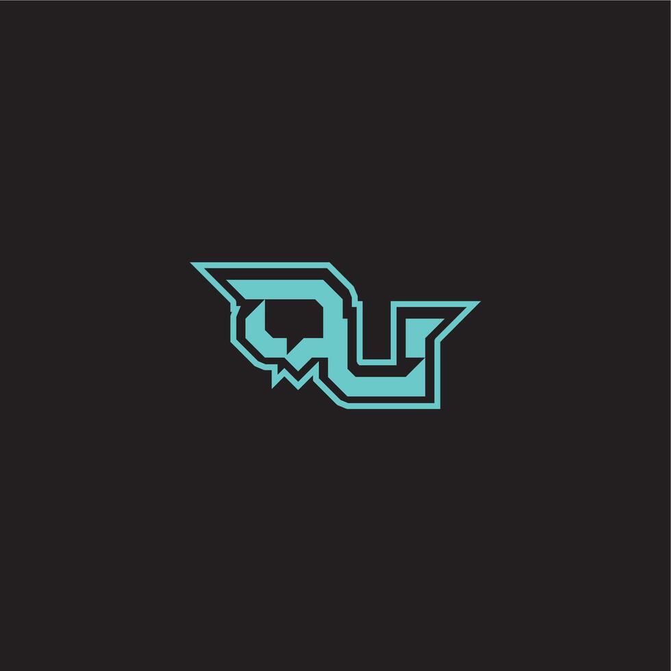 dynamic gaming monogram logo sporty and bold concept QU blue esport letter vector