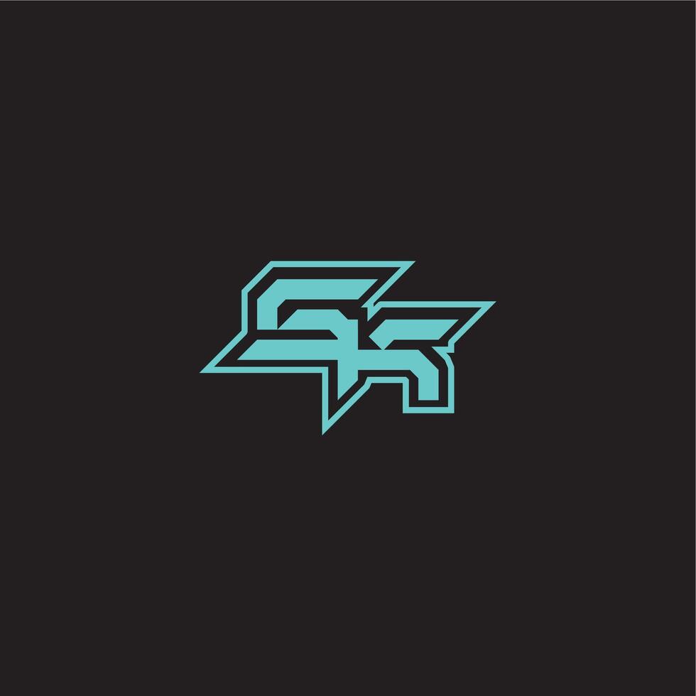 dynamic gaming monogram logo sporty and bold concept SK blue esport letter vector