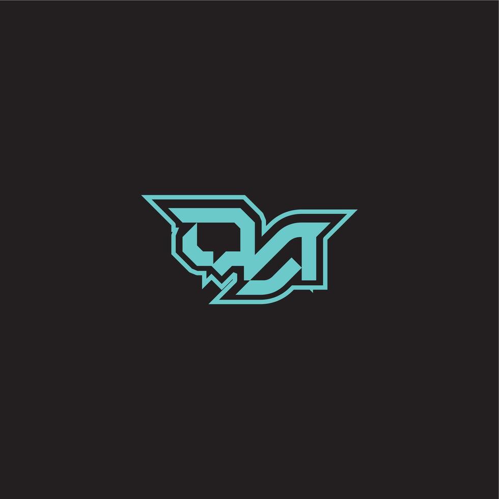 dynamic gaming monogram logo sporty and bold concept QA blue esport letter vector