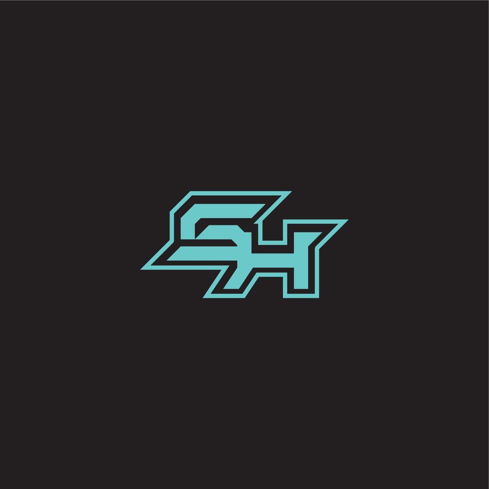 dynamic gaming monogram logo sporty and bold concept SH blue esport letter vector