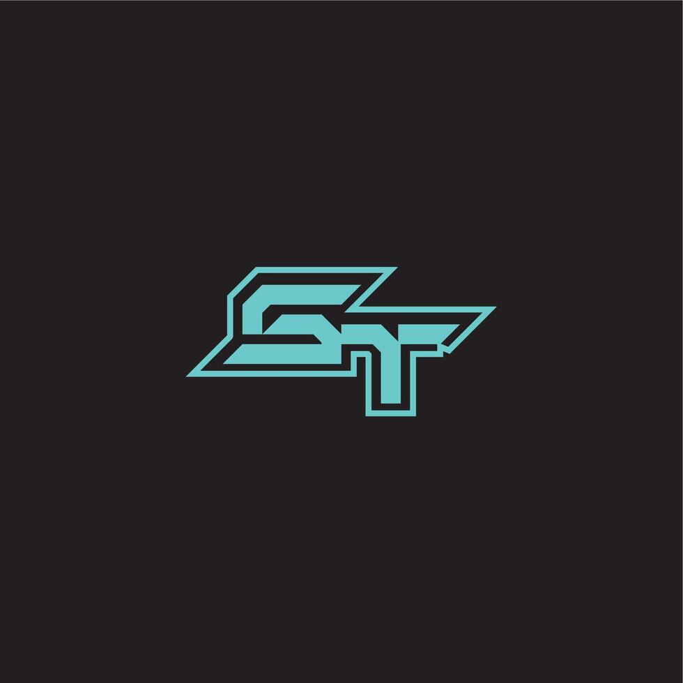 dynamic gaming monogram logo sporty and bold concept ST blue esport letter vector