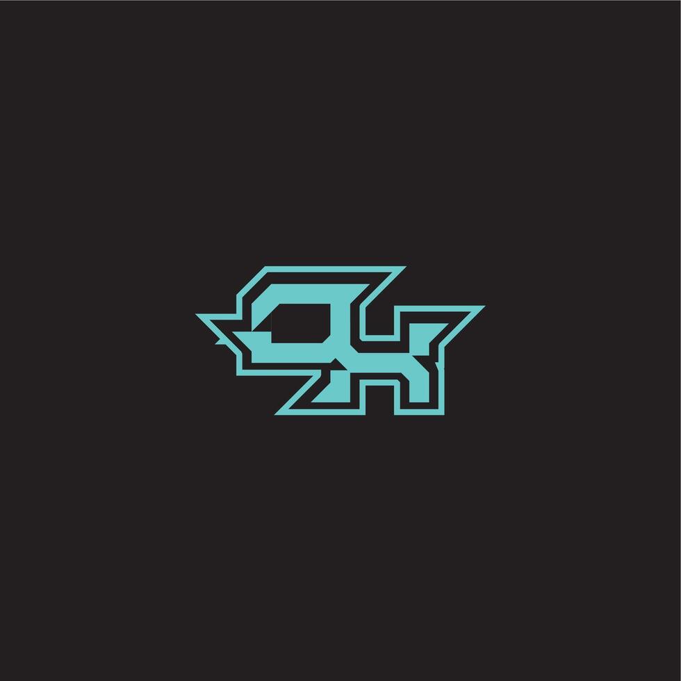 dynamic gaming monogram logo sporty and bold concept OX blue esport letter vector