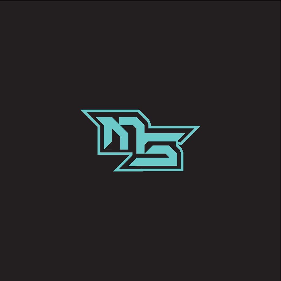 dynamic gaming monogram logo sporty and bold concept MS blue esport letter vector