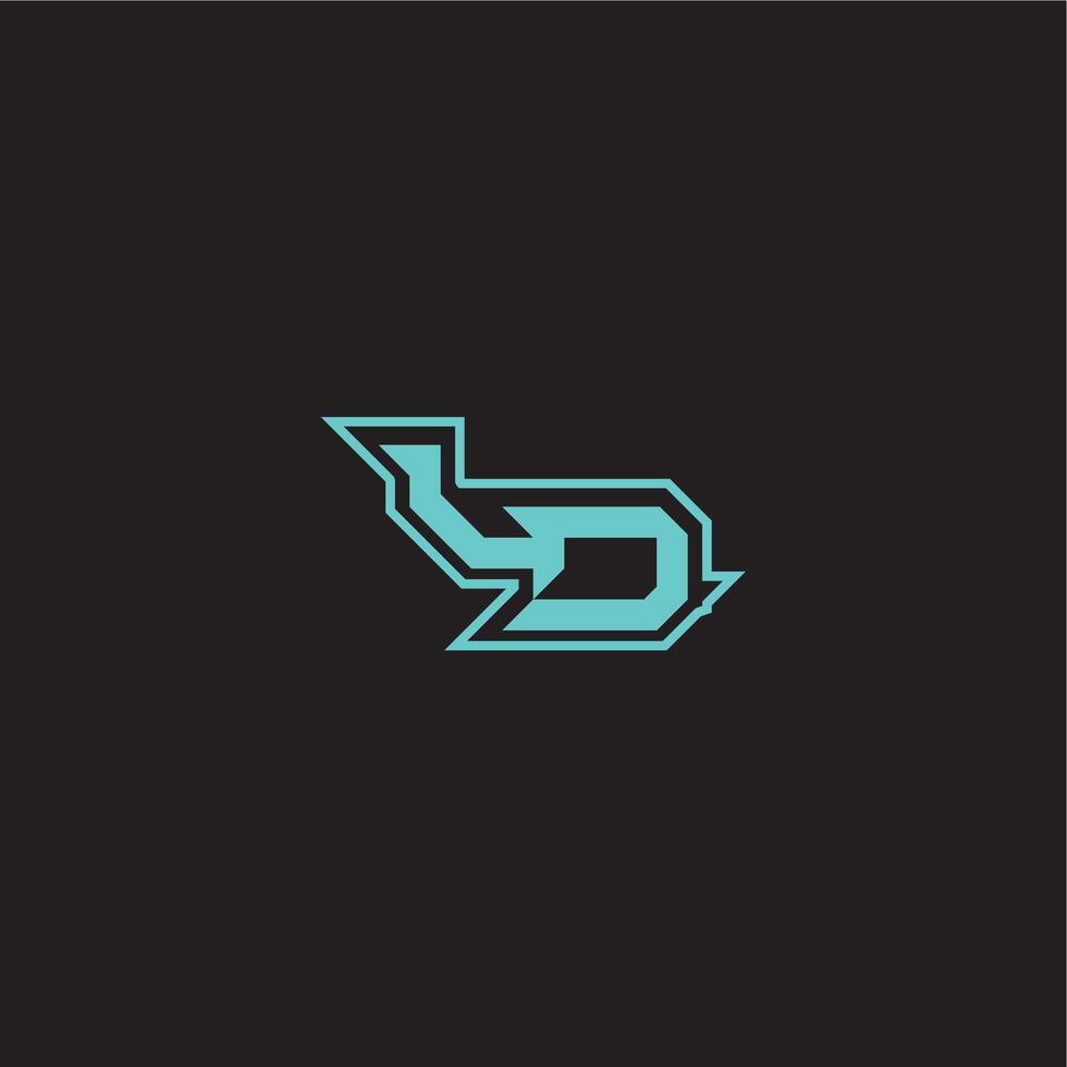 dynamic gaming monogram logo sporty and bold concept LD blue esport letter vector