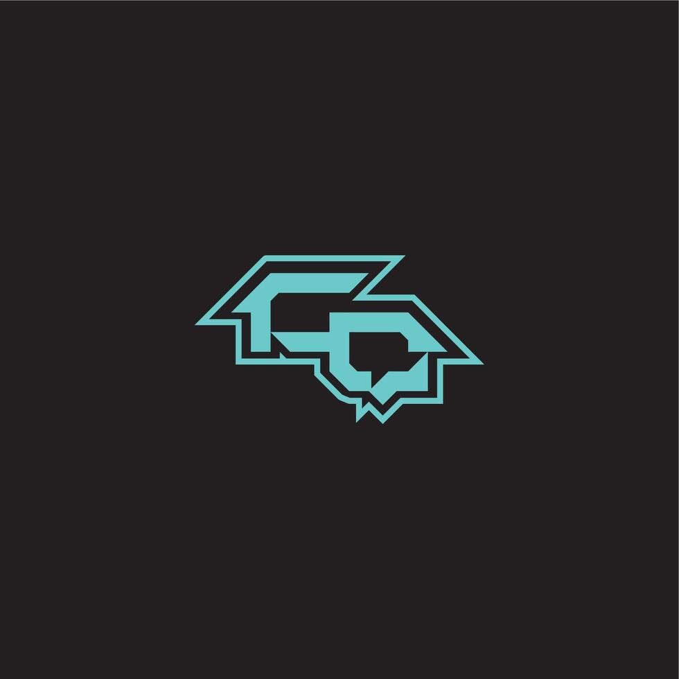 dynamic gaming monogram logo sporty and bold concept CQ blue esport letter vector