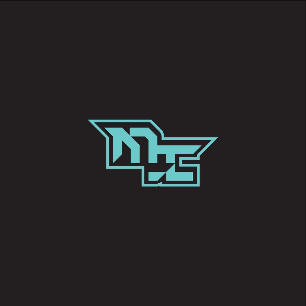 dynamic gaming monogram logo sporty and bold concept MI blue esport letter vector