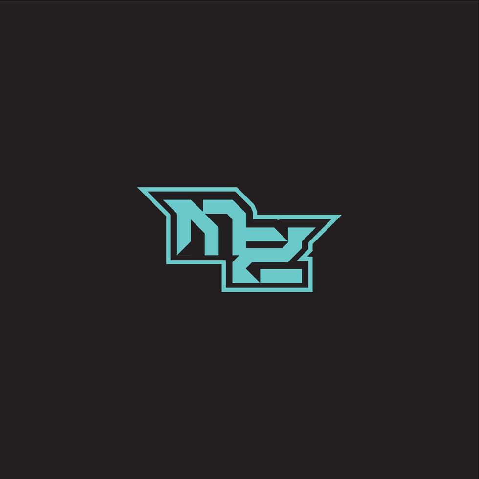 dynamic gaming monogram logo sporty and bold concept MZ blue esport letter vector
