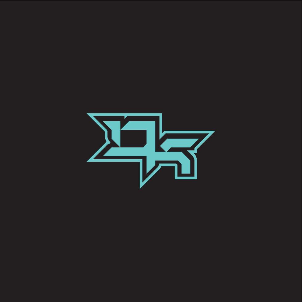 blue esport DK sporty and bold concept dynamic gaming monogram logo letter vector