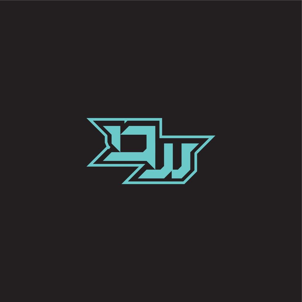blue esport DW sporty and bold concept dynamic gaming monogram logo letter vector
