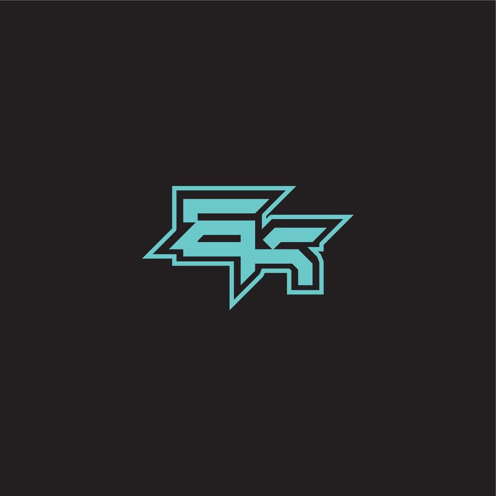 blue esport EK sporty and bold concept dynamic gaming monogram logo letter vector