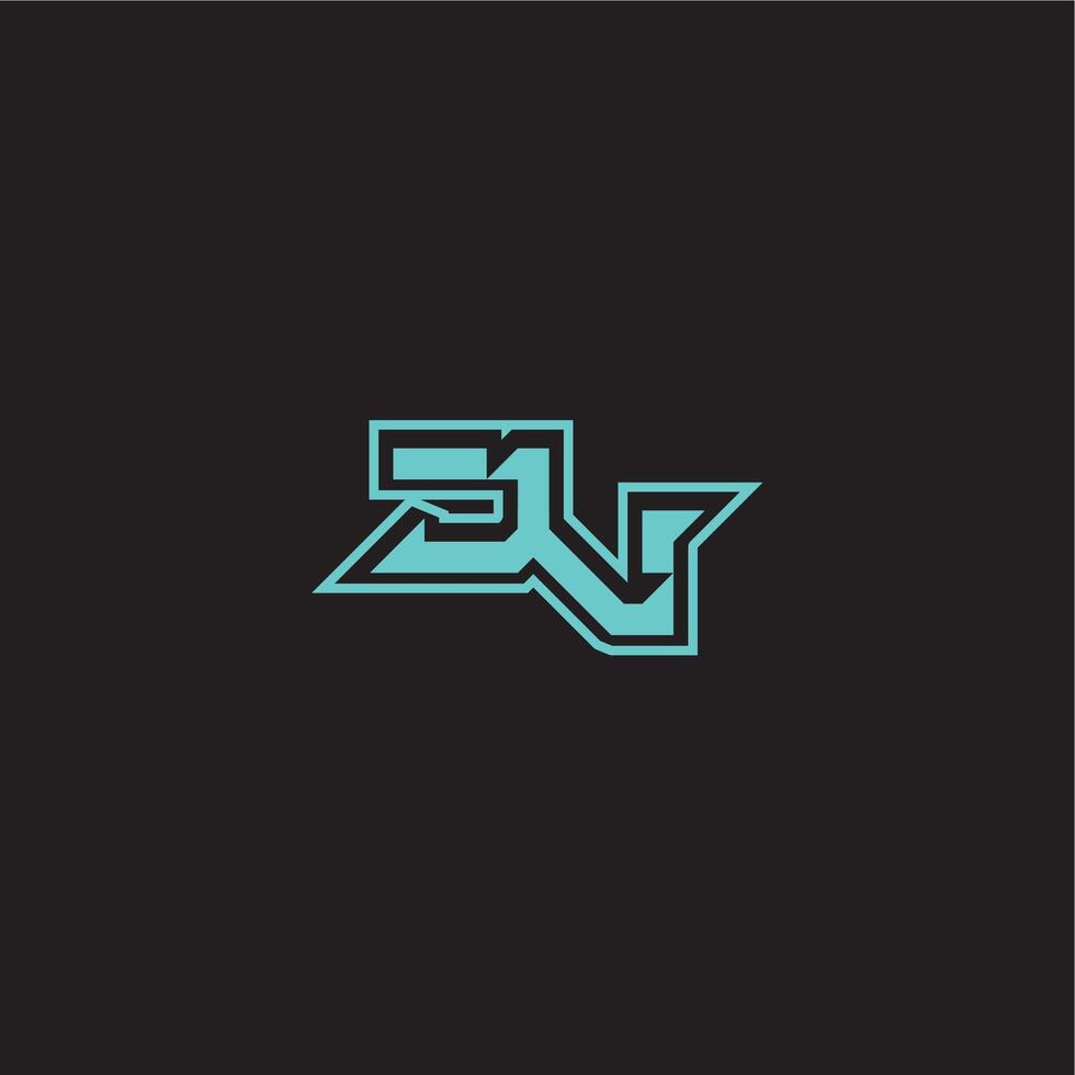 blue esport dynamic gaming monogram logo letter sporty and bold concept JV vector