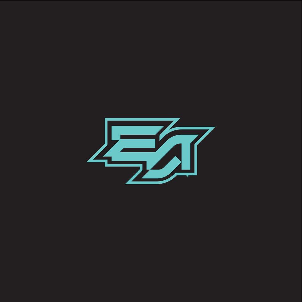 blue esport EA sporty and bold concept dynamic gaming monogram logo letter vector