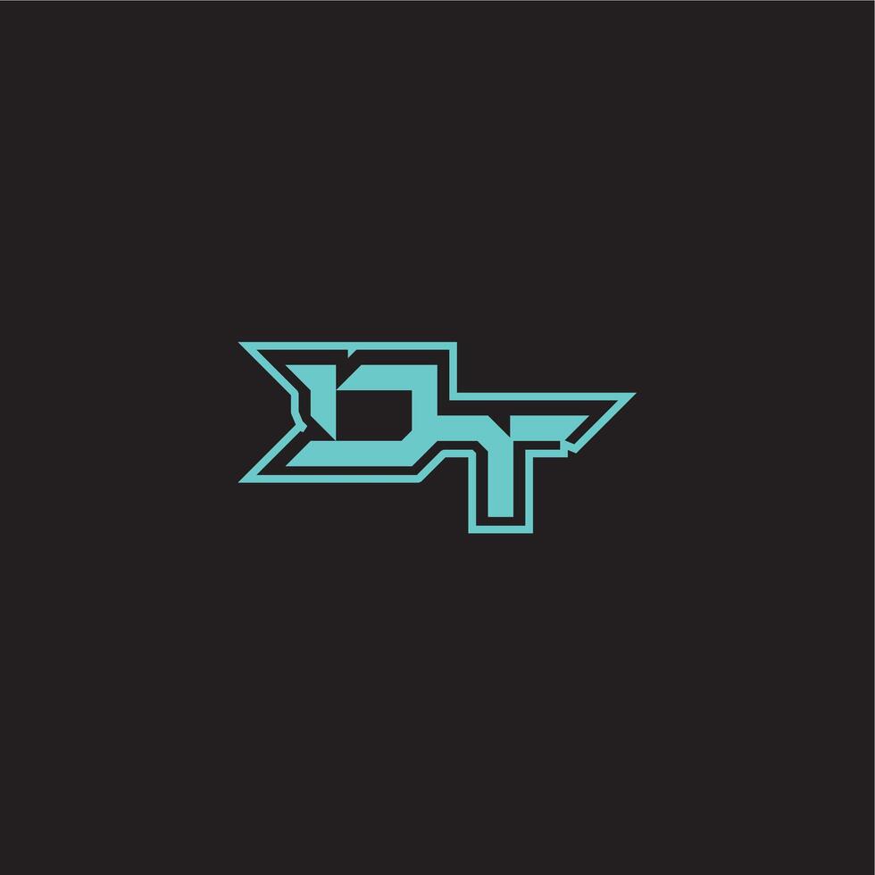 blue esport DT sporty and bold concept dynamic gaming monogram logo letter vector