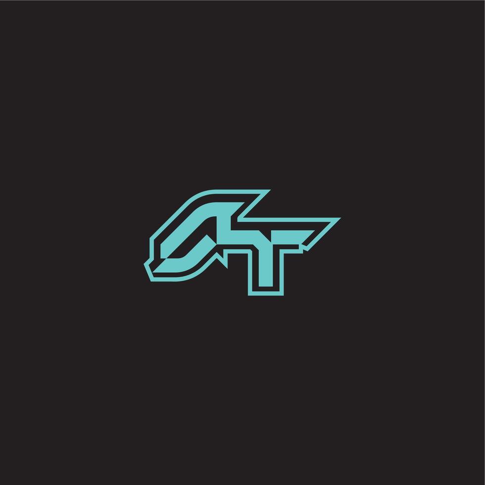 dynamic gaming monogram logo sporty and bold concept AT blue esport letter vector