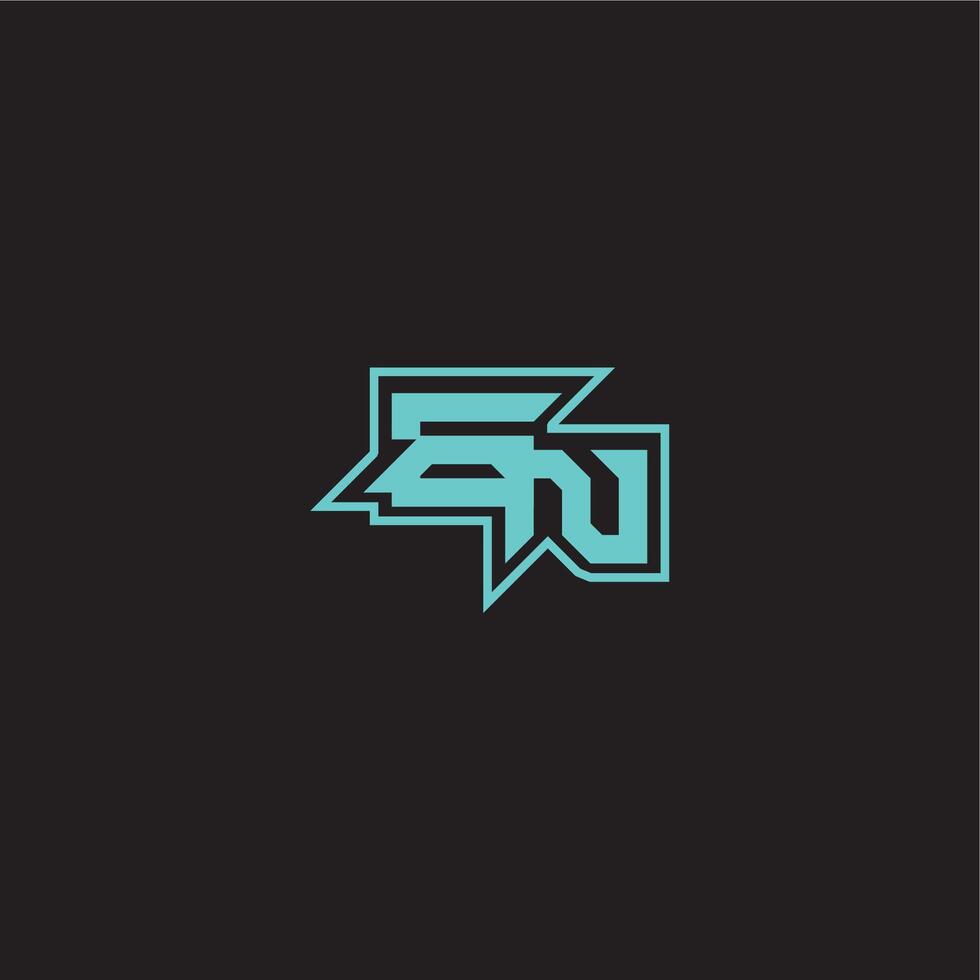 blue esport EN sporty and bold concept dynamic gaming monogram logo letter vector