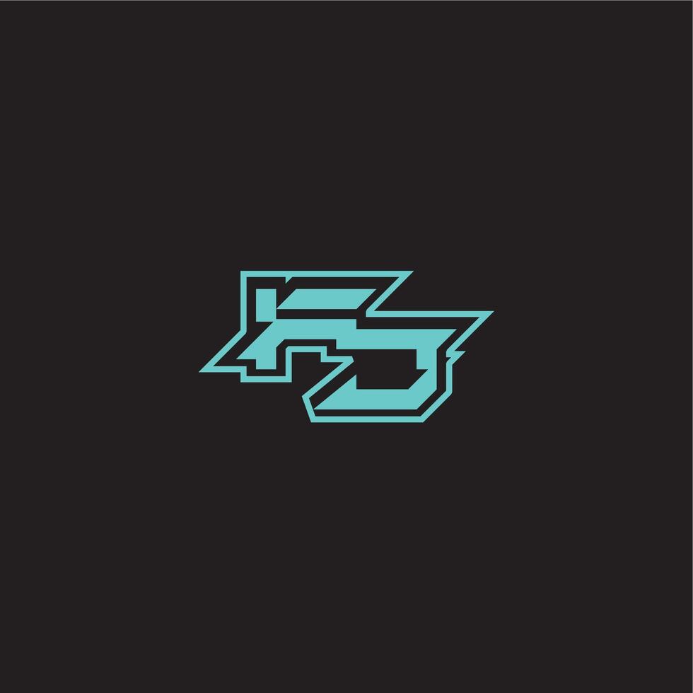 blue esport FJ sporty and bold concept dynamic gaming monogram logo letter vector