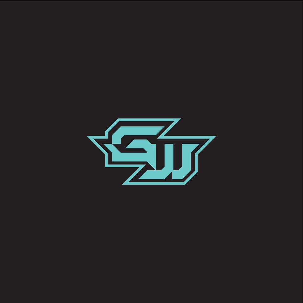 blue esport dynamic gaming monogram logo letter sporty and bold concept GW vector
