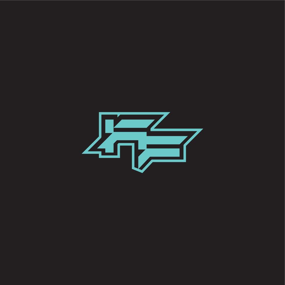 blue esport FF sporty and bold concept dynamic gaming monogram logo letter vector