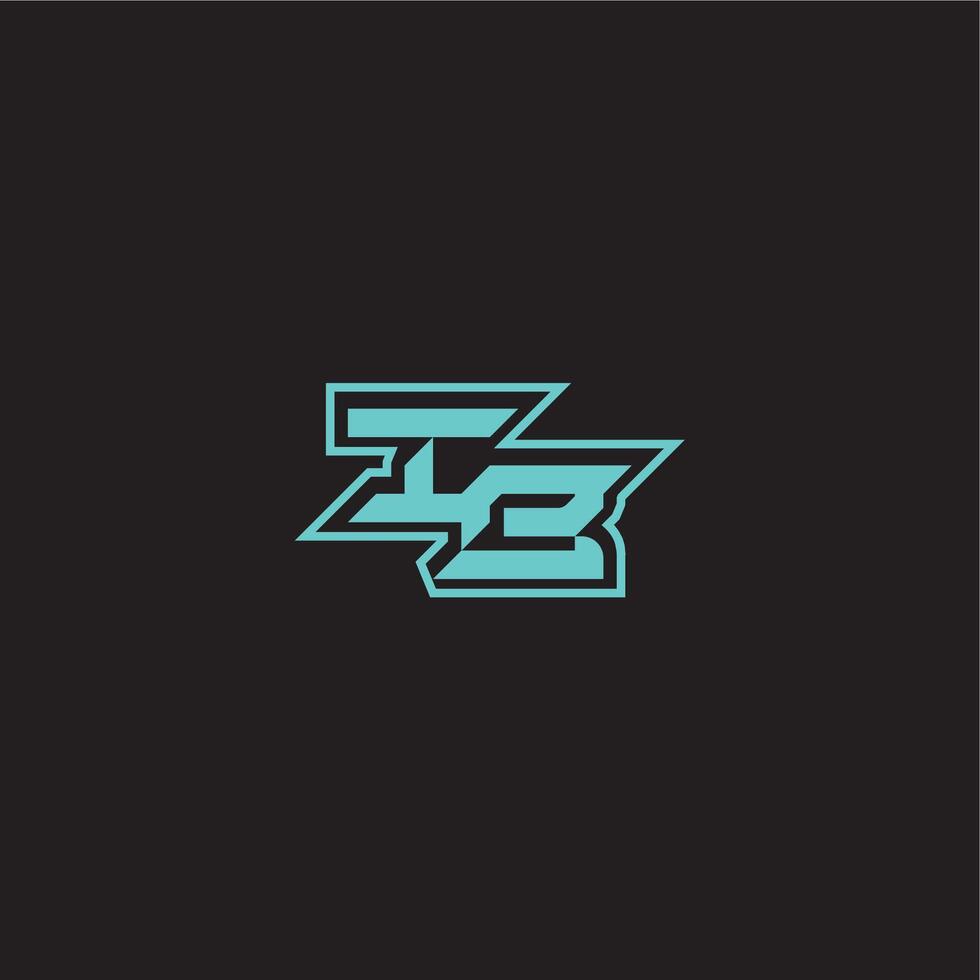blue esport dynamic gaming monogram logo letter sporty and bold concept IB vector