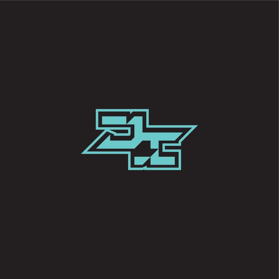 blue esport dynamic gaming monogram logo letter sporty and bold concept JI vector
