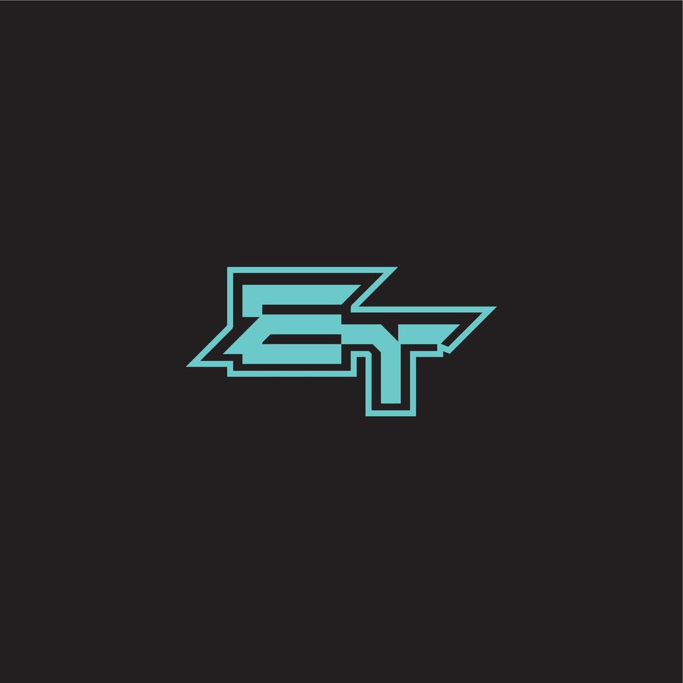 blue esport ET sporty and bold concept dynamic gaming monogram logo letter vector
