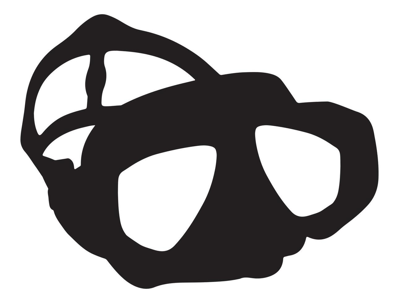 Snorkeling diving mask silhouette white background vector